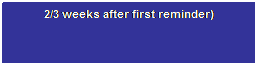 Text Box: 2nd Reminder
2/3 weeks after first reminder) 
